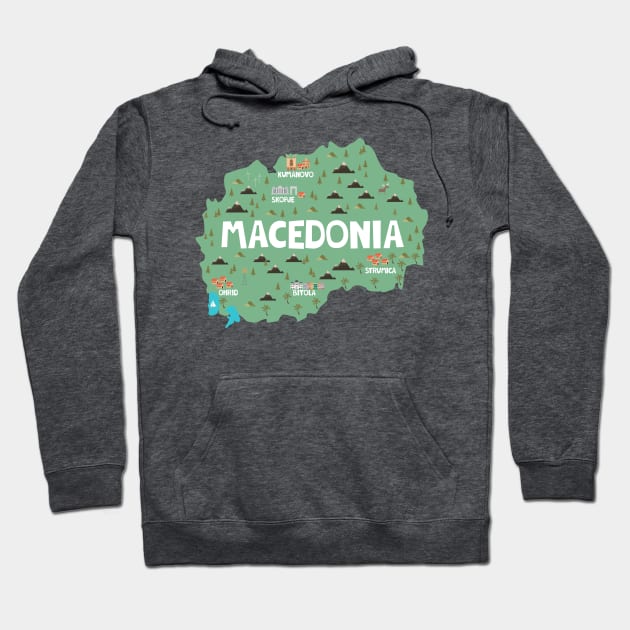 Macedonia Illustrated Map Hoodie by JunkyDotCom